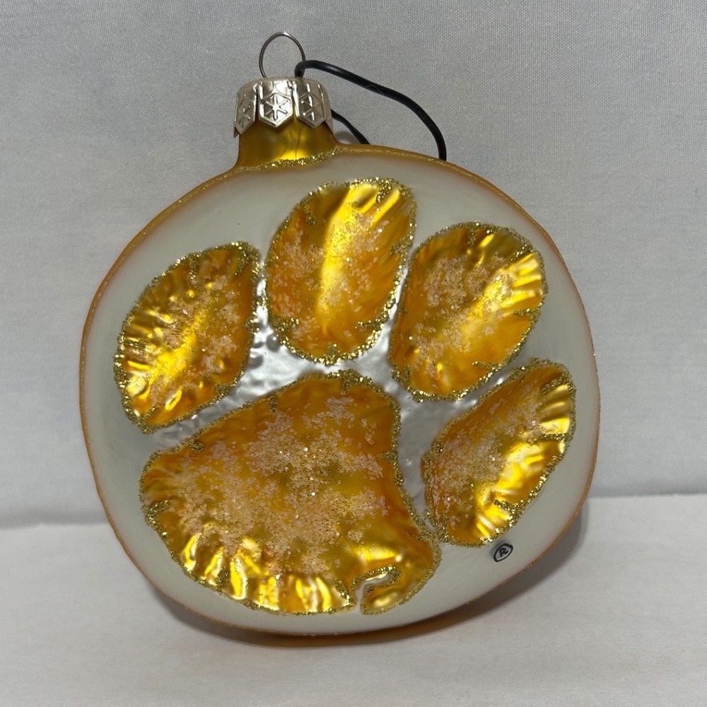 Clemson Tigers Christmas Ornament Collegiate Paw Print Glitter‎ Orange White OS